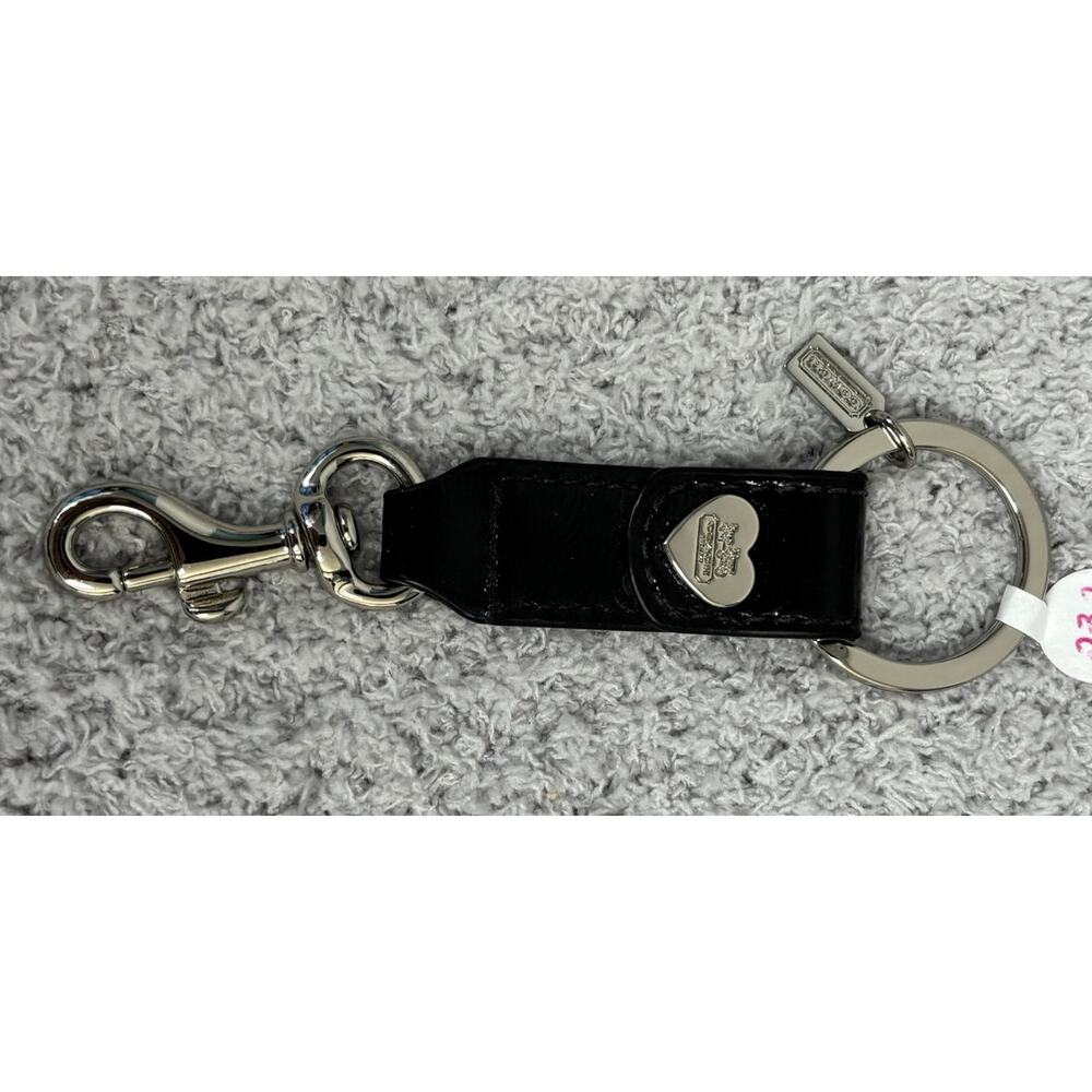Coach Black Leather Clip Keychain EUC #71636
